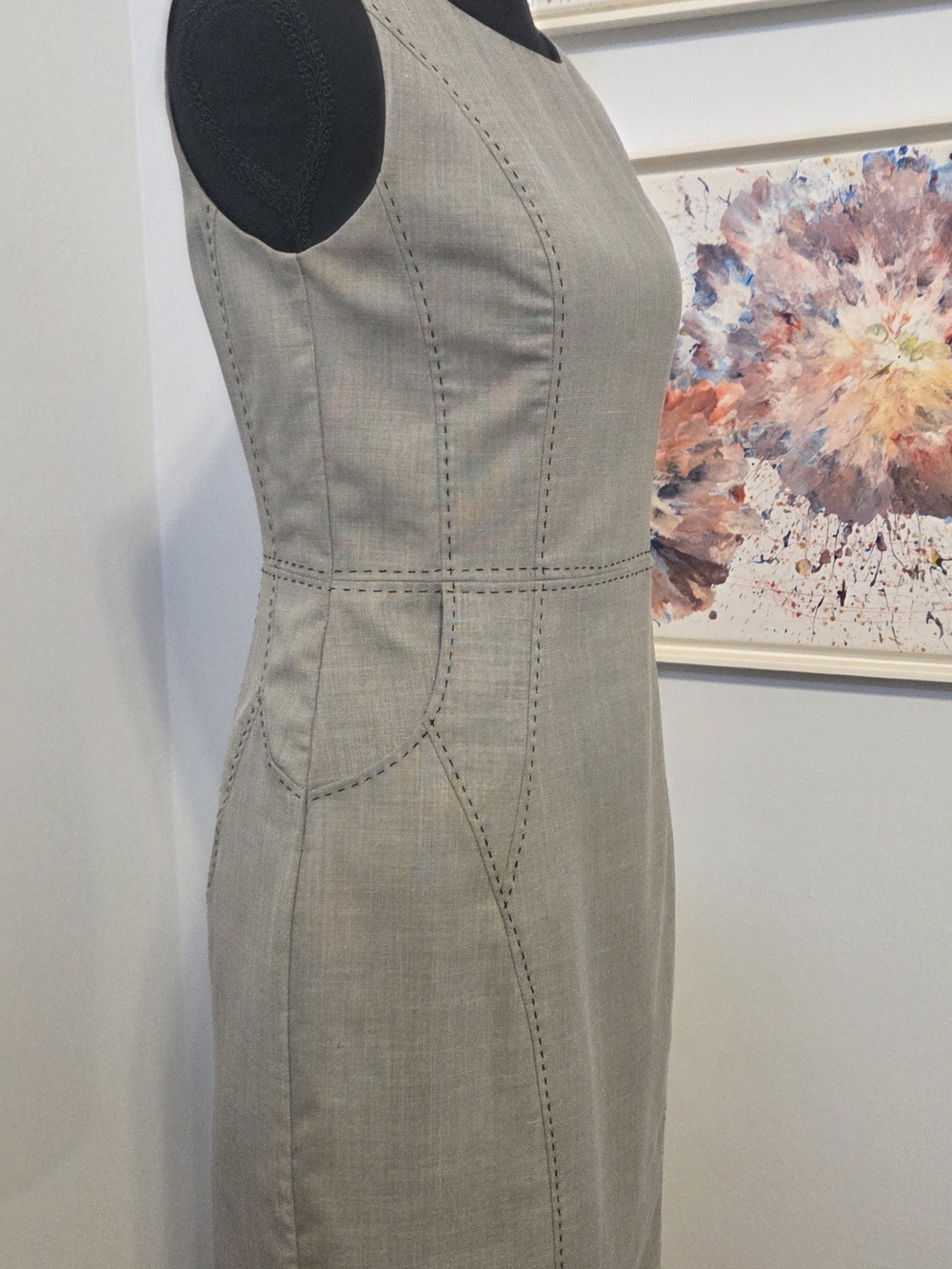 Mango Sleeveless Tailored Midi Dress in Light Grey